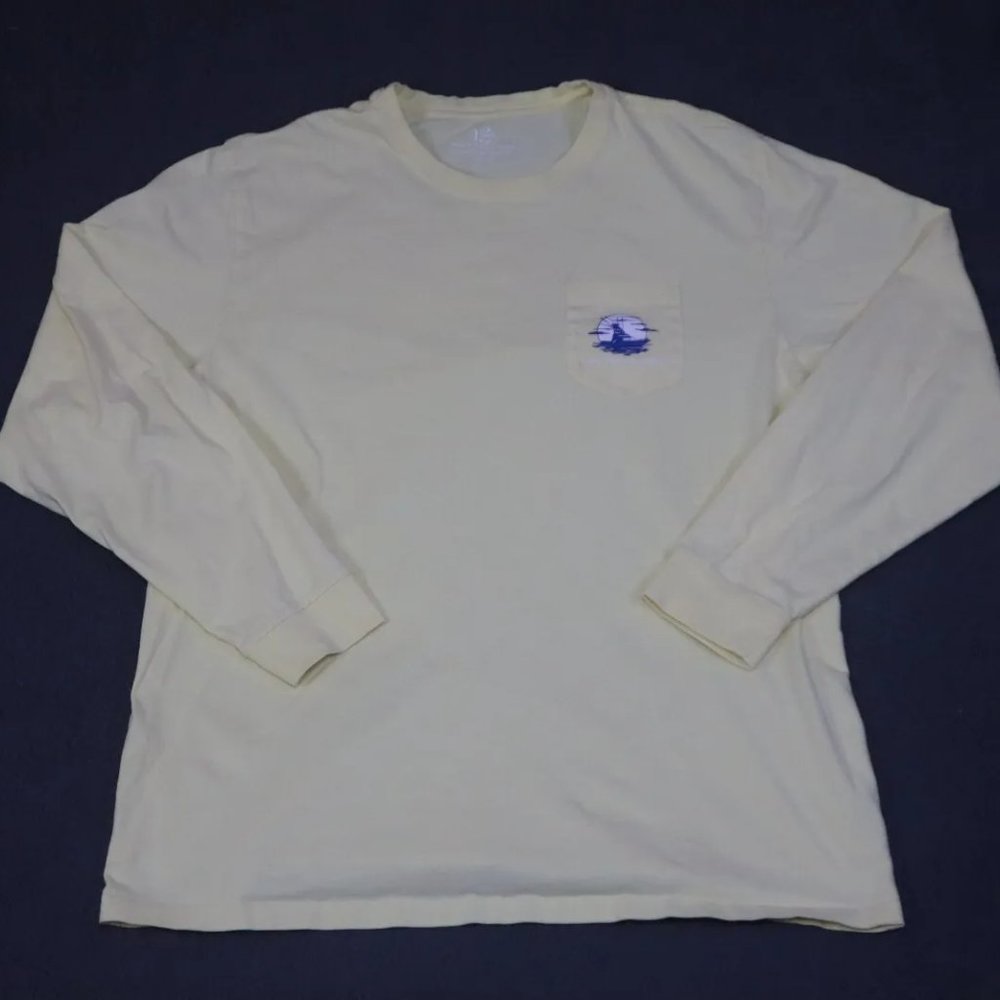 Southern Tide Sweatshirt Mens SZ XL Yellow Crewneck Graphics Skipjack Attack